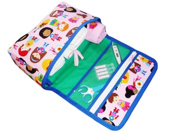 Large changing pouch set + changing mat + comfort blanket - LES PETITES HEROINES -