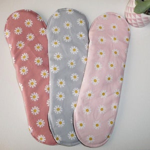 M - L - XL/Nacht - Wasbaar maandverband - DAISY DAISIES (Madeliefjes) - Ecologisch maandverband - Biologisch stoffen maandverband - Periodiek maandverband