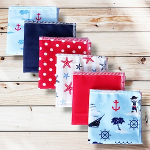 6 Washable and Reusable Cotton Handkerchiefs for Children (20 x 20 cm) - Fabric Handkerchiefs - Hanckies Zero Waste - Sustainable Alternative Handkerchief