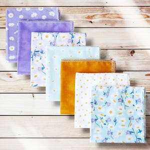 7 Large Washable & Reusable Cloth Handkerchiefs (25 x 25 cm) Cotton Handkerchief - Zero Waste Hanckies - Sustainable Alternative Tissues