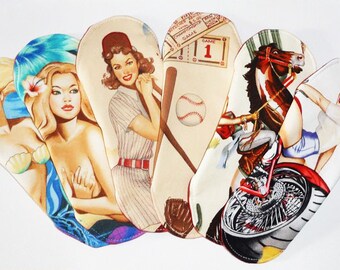 Waschbare Damenbinde (Größe S) - PIN-UP: Baseball - Biker - Meerjungfrau - Cow-Girl - waschbare Damenbinde - Periodenbinde