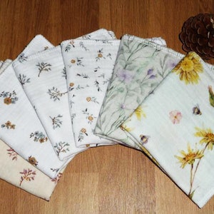 Large double-layer cotton handkerchief made of washable and reusable double gauze (25 x 25 cm) - Alternative handkerchief - Very soft handkerchief