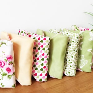 Pack of 7 Washable Sanitary Towels for normal and medium flow (S) - PINK - Tampons - Pad - Washable cotton towel - Weekly