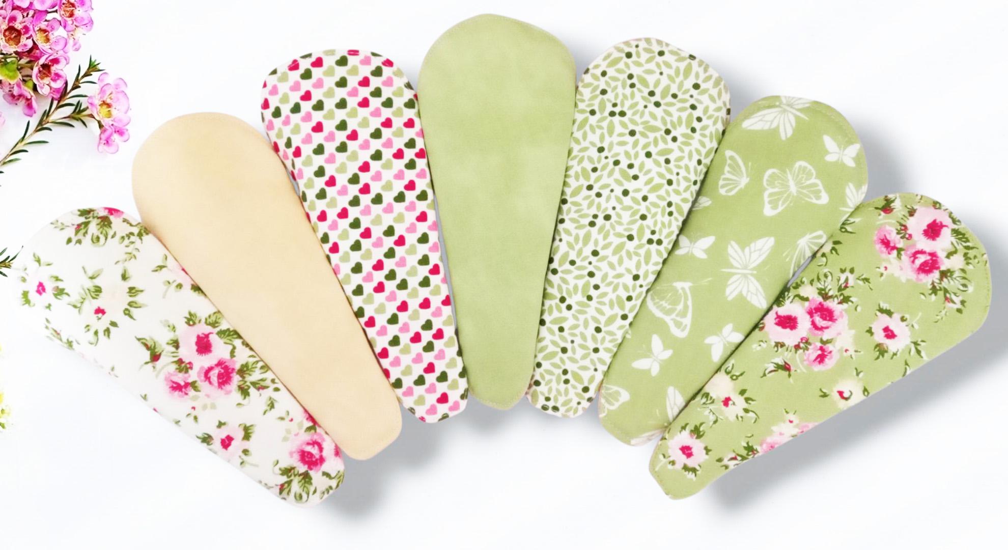 7er-Pack waschbare Tanga-Einlagen - ROSEN (Mini - 17 cm) - Wöchentlich - Tanga-Einlagen - Hygienische Tanga-Einlagen aus Baumwolle