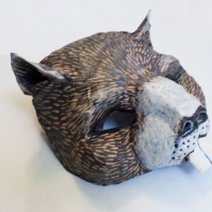 Groundhog Mask, Groundhog Day, Phil, cosplay, wearable, shadow, springtime, animal, woodland creature, paper mache image 3