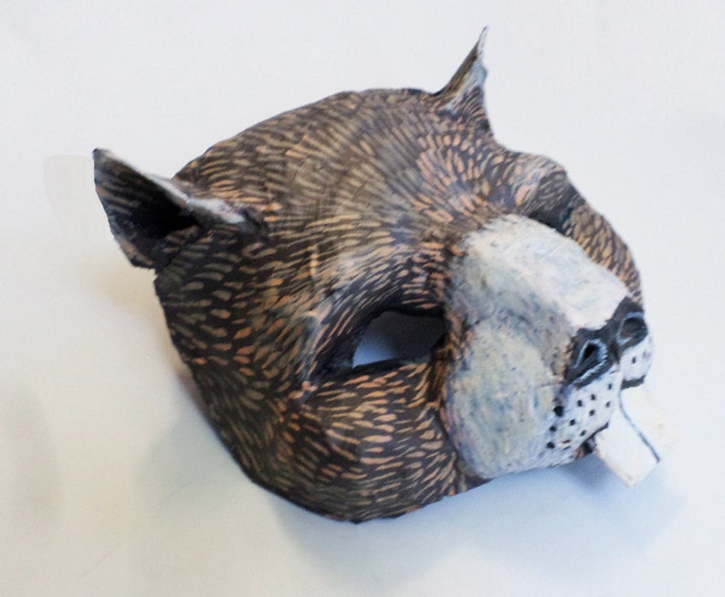 Groundhog Mask, Groundhog Day, Phil, cosplay, wearable, shadow, springtime, animal, woodland creature, paper mache image 3