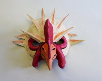 Chicken Mask, hen, paper mache, farm animal, fowl, chicken, unique mask, wearable