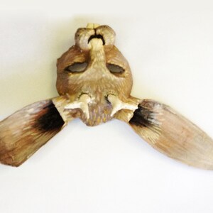 Jackalope Mask, mythical rabbit, paper mache, wearable, rabbit, horned rabbit,legendary image 4