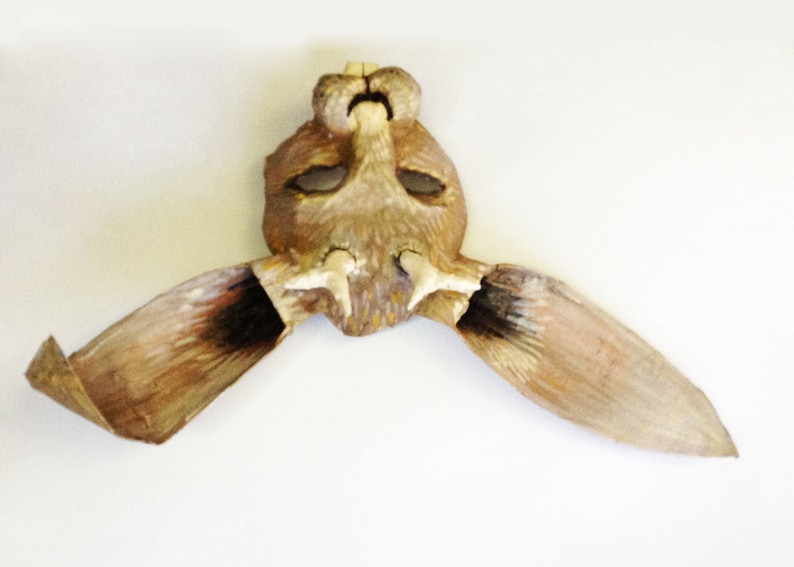 Jackalope Mask, mythical rabbit, paper mache, wearable, rabbit, horned rabbit,legendary image 4