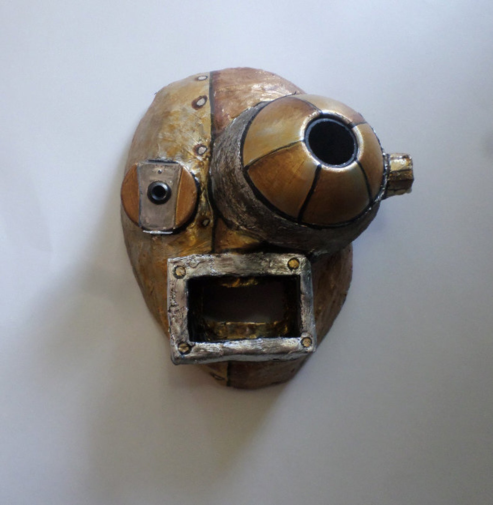 Bugeyed Robot Mask Paper Mache Cosplay Wearable Robot Etsy