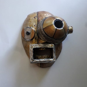 Bugeyed Robot Mask, paper mache, cosplay, wearable, robot, cyborg
