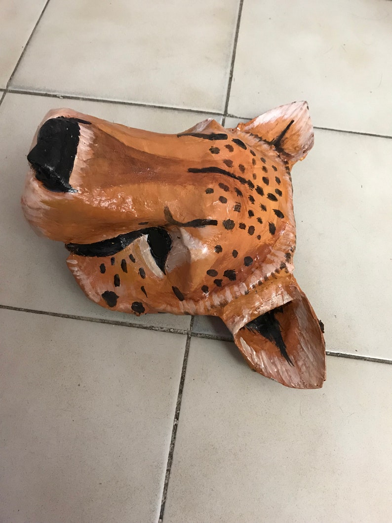 Cheetah Mask paper mache unique mask African wildcat Etsy