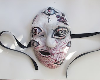 Eyeball horror mask, monster mask, paper mache, wearable