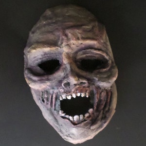 Zombie mask, undead, paper mache, wearable, monster, zombie, corpse