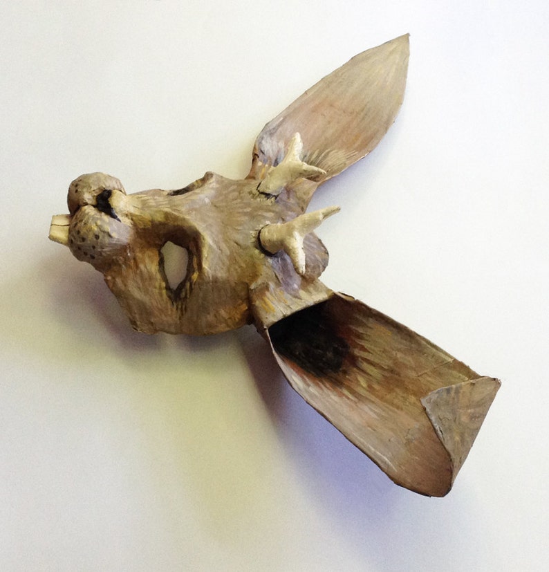 Jackalope Mask Mythical Rabbit Paper Mache Wearable Etsy