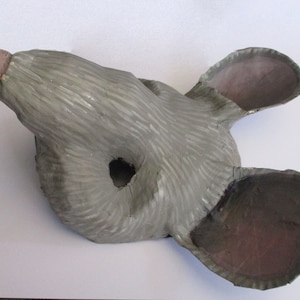 Mouse Mask, rodent, paper mache, wearable, mouse, gray mouse