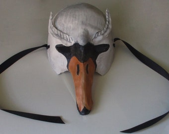 Swan Mask, bird mask, swan, paper mache, wearable, mask