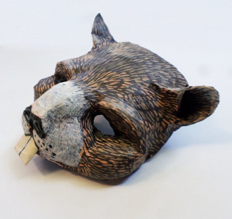 Groundhog Mask, Groundhog Day, Phil, cosplay, wearable, shadow, springtime, animal, woodland creature, paper mache image 4