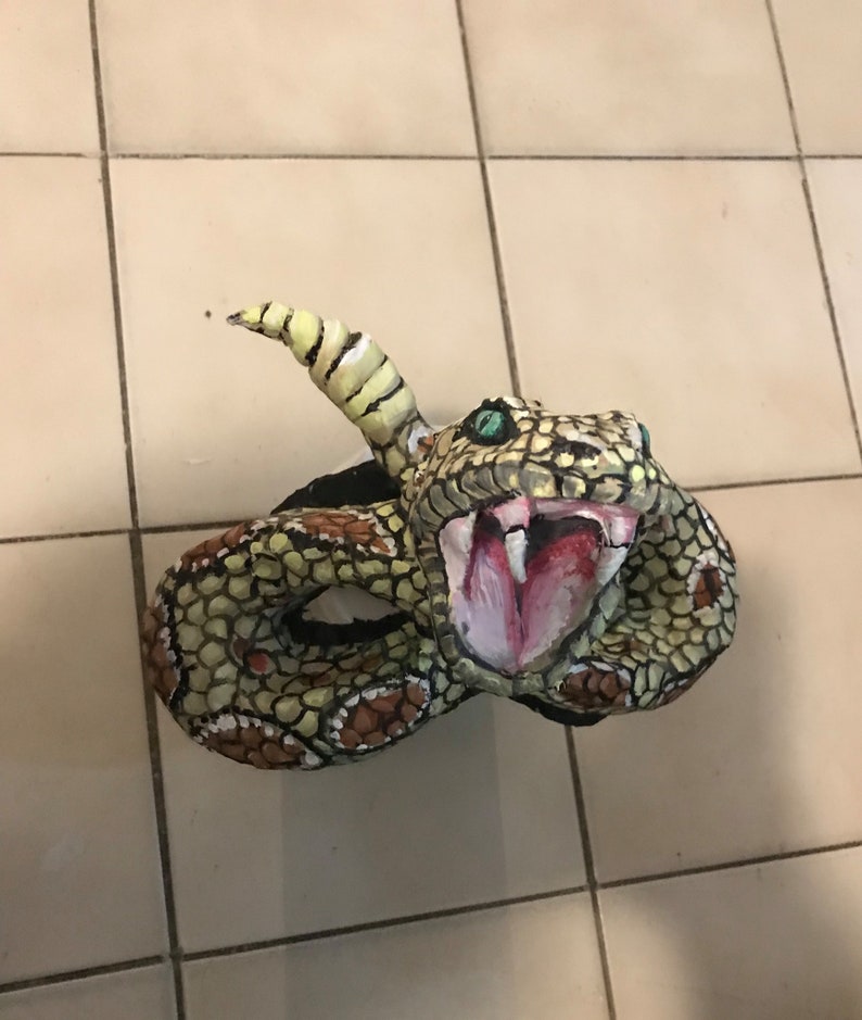 Rattle Snake Mask Snake mask paper mache wearable Etsy