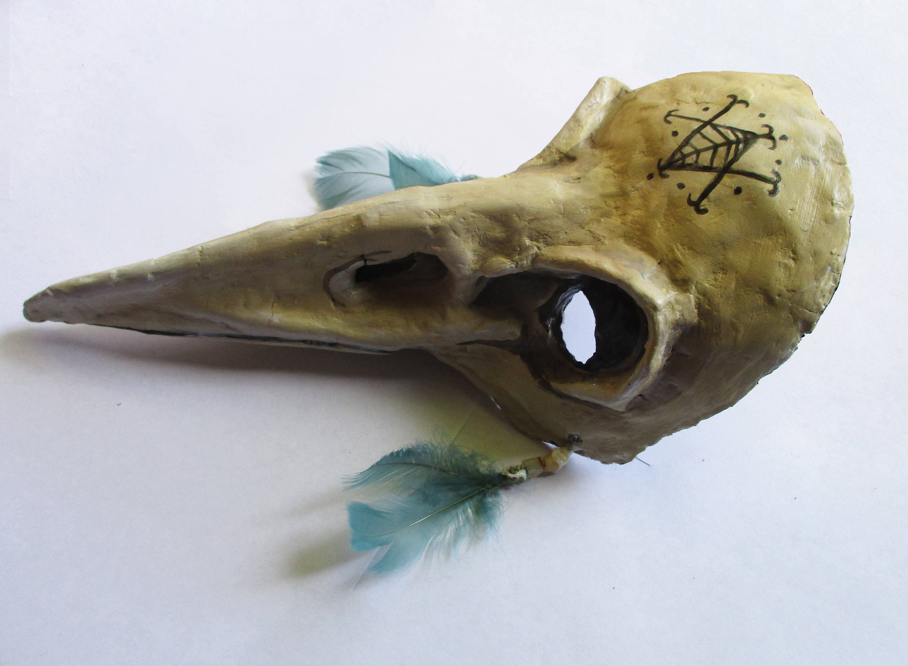Voodoo Bird Skull Mask, witchcraft, voodoo, paper mache, wearable