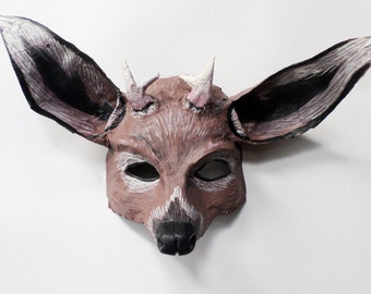 Deer Mask, Woodland creature, doe, antlers, animal mask, forest creature, paper mache, wearable