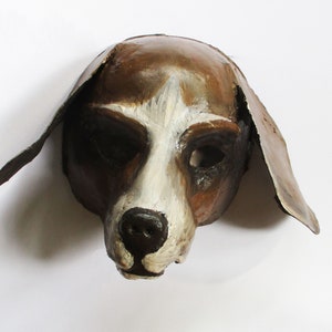 Máscara de cachorro, canino, papel machê, fantasia, cosplay, cachorrinho