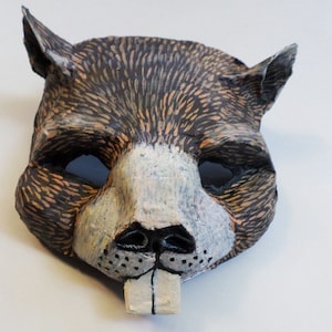 Groundhog Mask, Groundhog Day, Phil, cosplay, wearable, shadow, springtime, animal, woodland creature, paper mache image 1