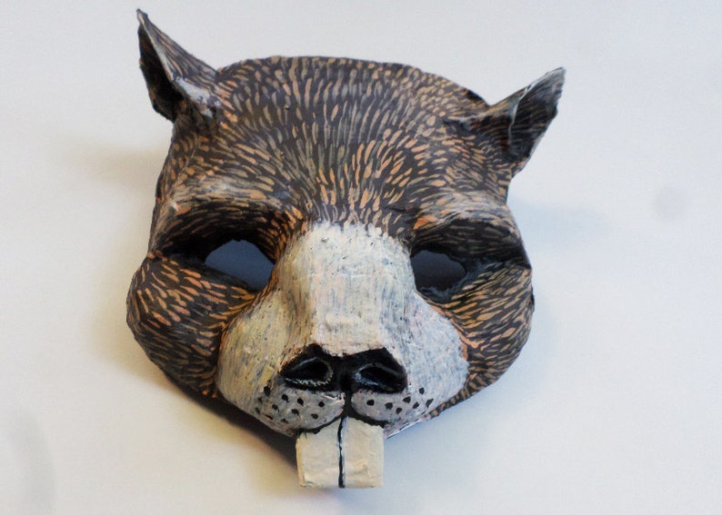 Groundhog Mask, Groundhog Day, Phil, cosplay, wearable, shadow, springtime, animal, woodland creature, paper mache image 1