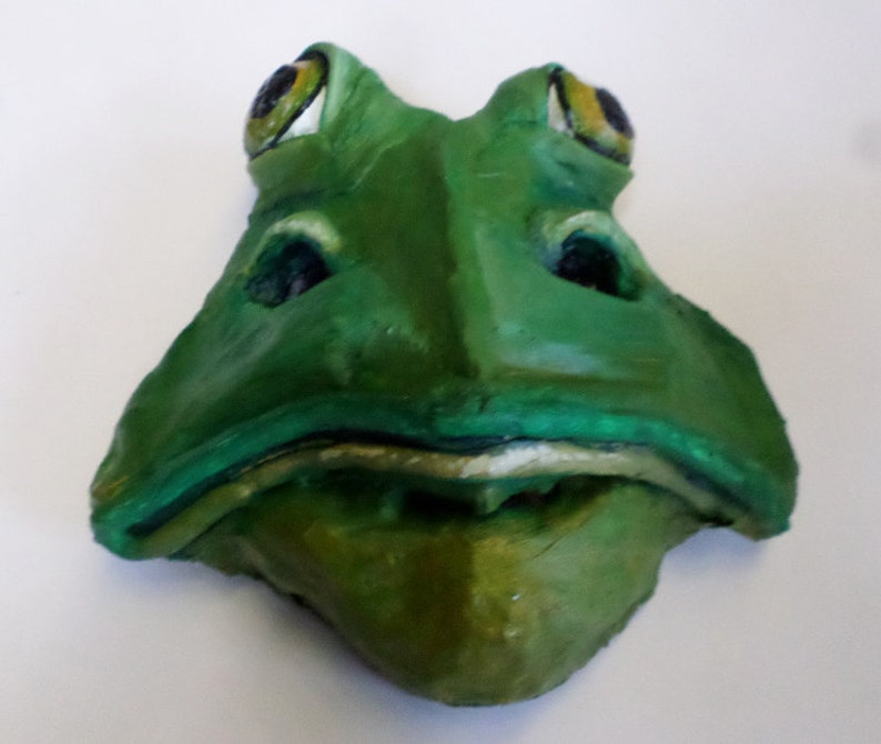 Frog Mask Wearable Paper Mache Hand Sculpted Amphibian Etsy