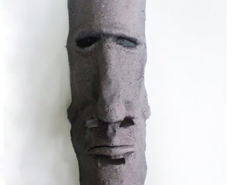 Easter Island Mask, paper mache, wearable, Rapa Nui, moai, head statue, unique mask