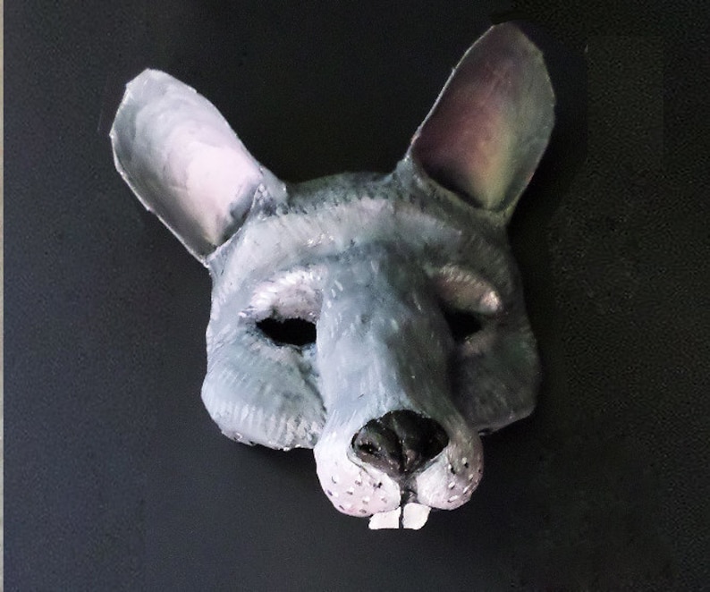 Rat Mask Paper Mache Rodent Grey Rat Wearable Mouse Etsy
