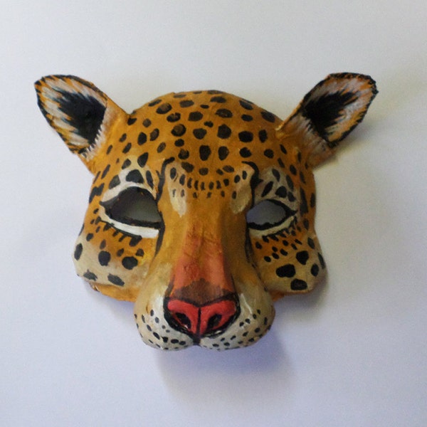Jaguar Mask, wild cat, unique, animal mask, paper mache, wearable