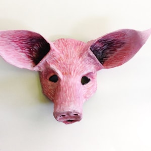 Maschera di maiale, maschera unica, maschera animale, animale da fattoria, maiale rosa, cartapesta, indossabile, zodiaco cinese