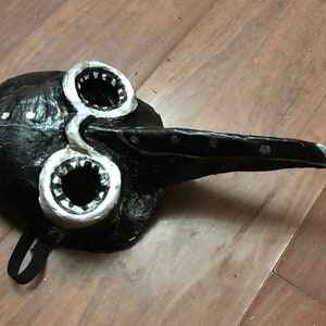 Black and Silver Plague Doctor Mask, Mask, Plague, paper mache, wearable