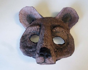 Bear Mask, black bear, grizzly bear, brown bear, cosplay, animal mask, wearable, handmade, paper mache