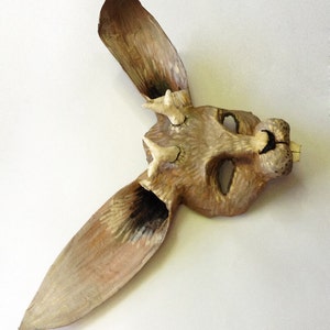 Jackalope Mask, mythical rabbit, paper mache, wearable, rabbit, horned rabbit,legendary image 2