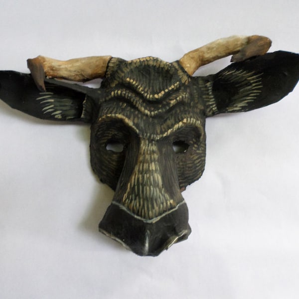 Minotaur Mask, bull, bull mask, mythical creature, paper mache, wearable