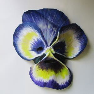 Pansy, flower mask, wearable, paper mache ,plant mask