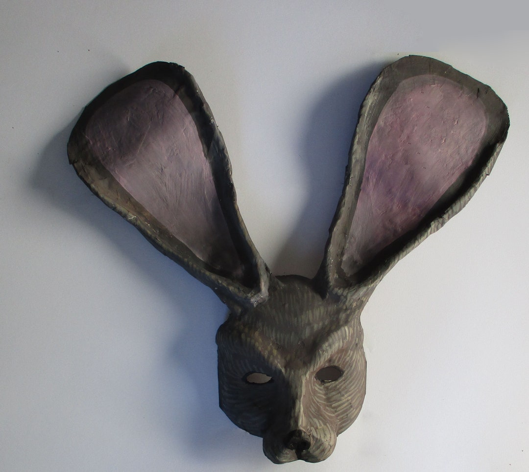 Jack Rabbit Mask, Rabbit, Animal Mask, Paper Mache, Wearable, Hare ...