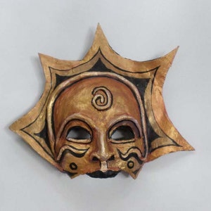 Sun Mask, gold and black, sol, Venetian half mask, wearable, Sun God, costume, prop