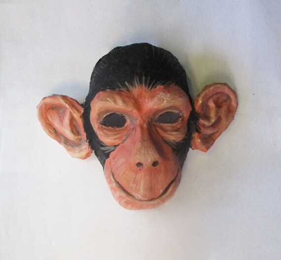 Chimpanzee Mask Paper Mache Wearable Monkey Ape Mask Etsy