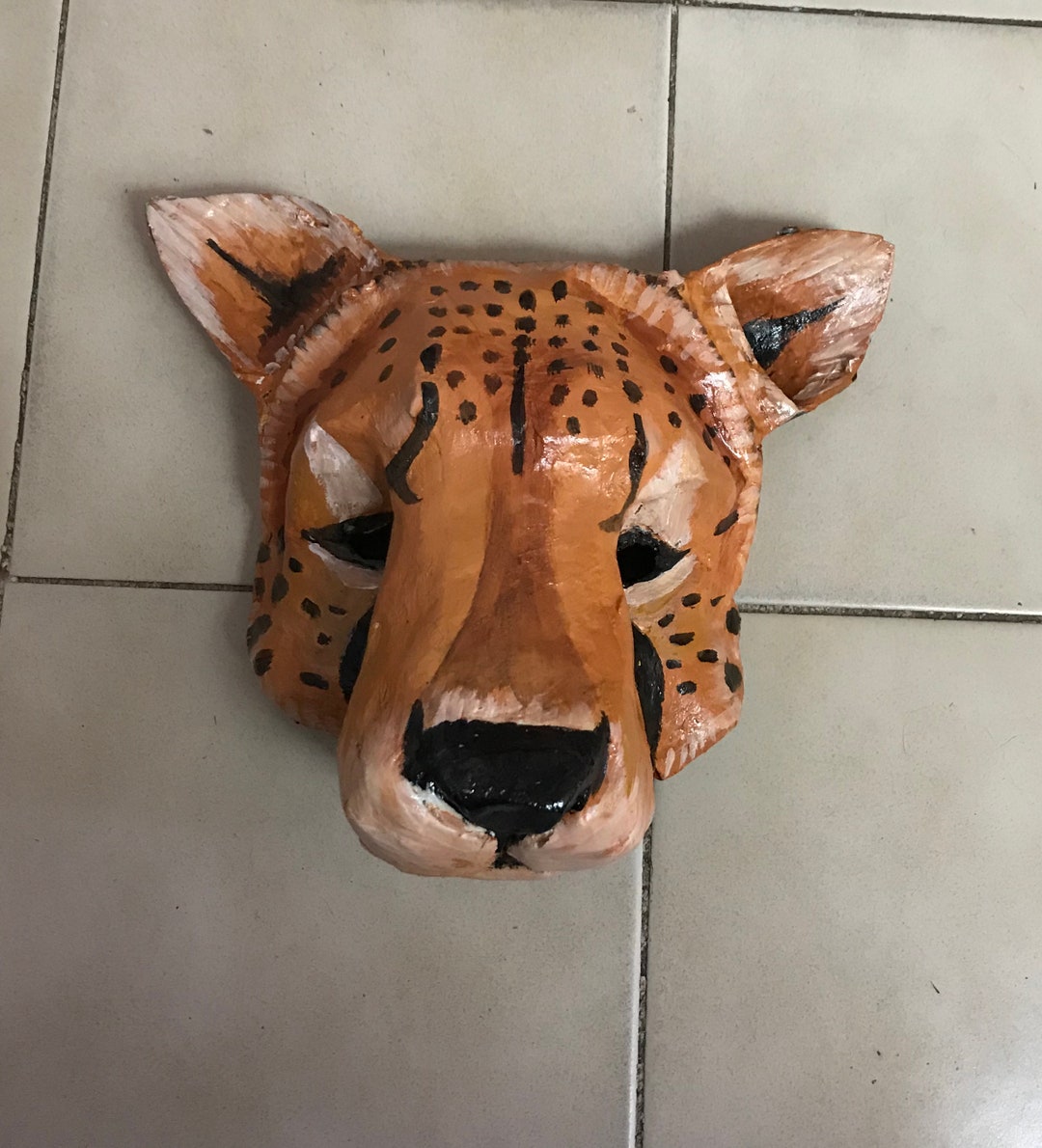 Cheetah Mask Paper Mache Unique Mask African Wildcat Etsy