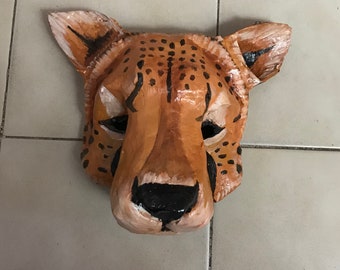 Cheetah Mask, paper mache, unique mask, African wildcat, cheetah