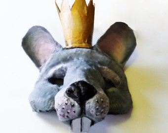 Mouse King Mask, mouse, mask, paper mache mask, wearable, king, Nutcracker