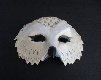 White Owl mask, eagle owl, owl mask, bird, wearable, paper mache