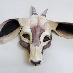 Goat Mask, paper mache, wearable, animal mask, farmyard animal, chinese zodiac
