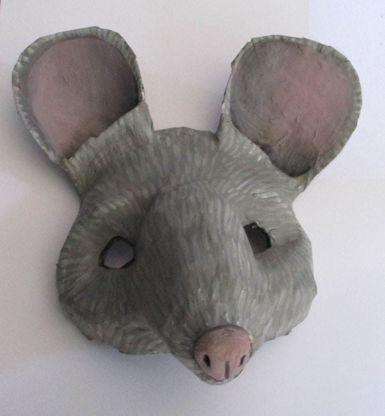 Mouse Mask Rodent Paper Mache Wearable Mouse Gray Mouse Etsy