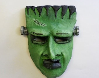 Frankenstein's Monster Mask, Frankenstein, undead, reanimated, paper mache, unique mask, wearable