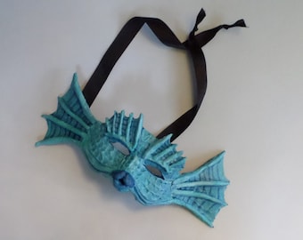 Fish Half Mask/Masquerade Mask, sea creature, blue iridecsent mask, wearable