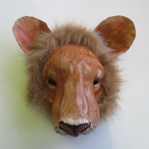 Lion mask. male lion mask, paper mache, wearable, African wildlife
